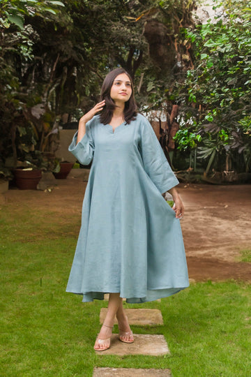Linen Panel Dress Teal