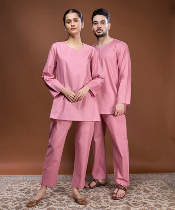 Red Sandalwood-Infused Sleepwear Kurta-Pyjama Set