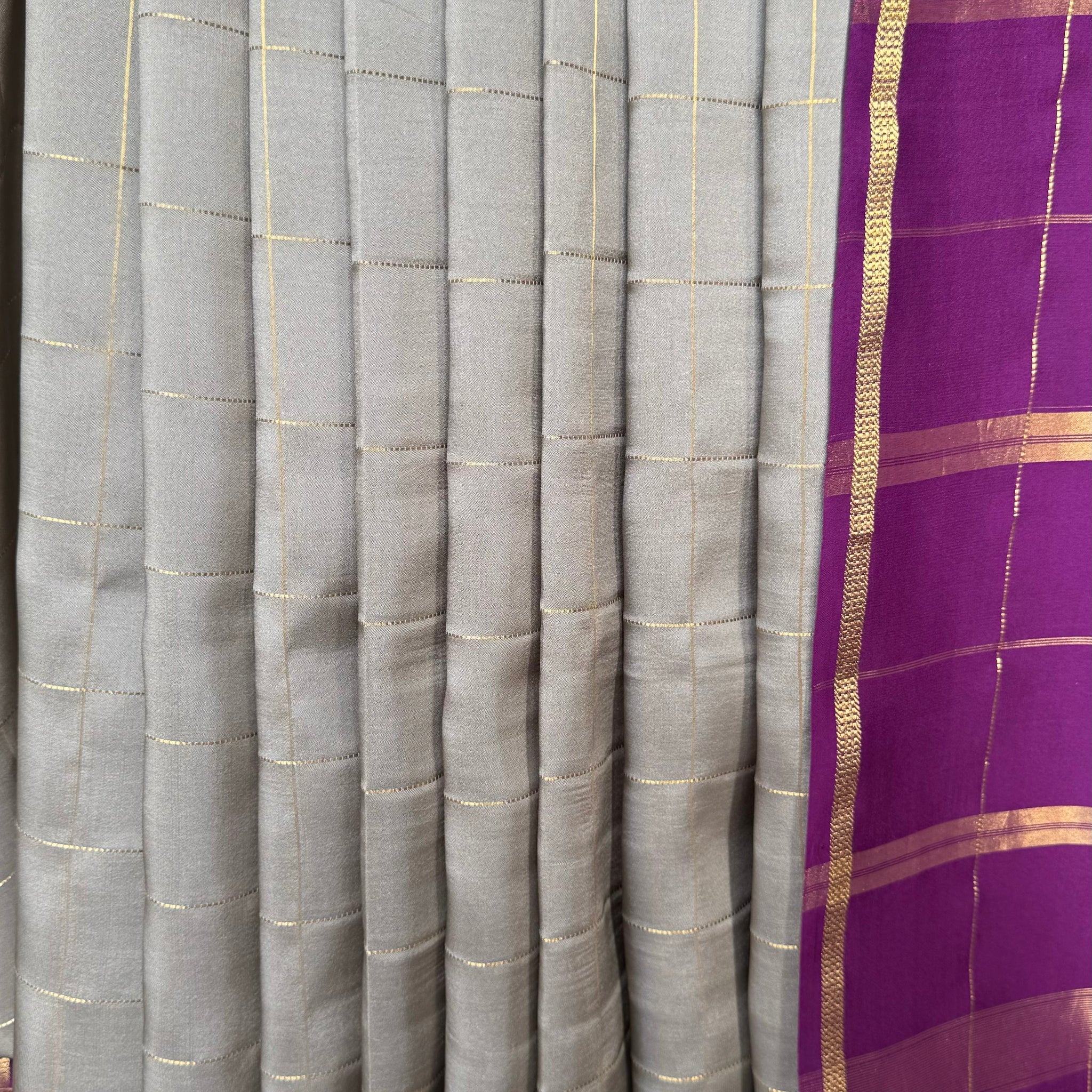 Mysore Silk Saree Gold Lace (S8G126CPB-WB) Grey
