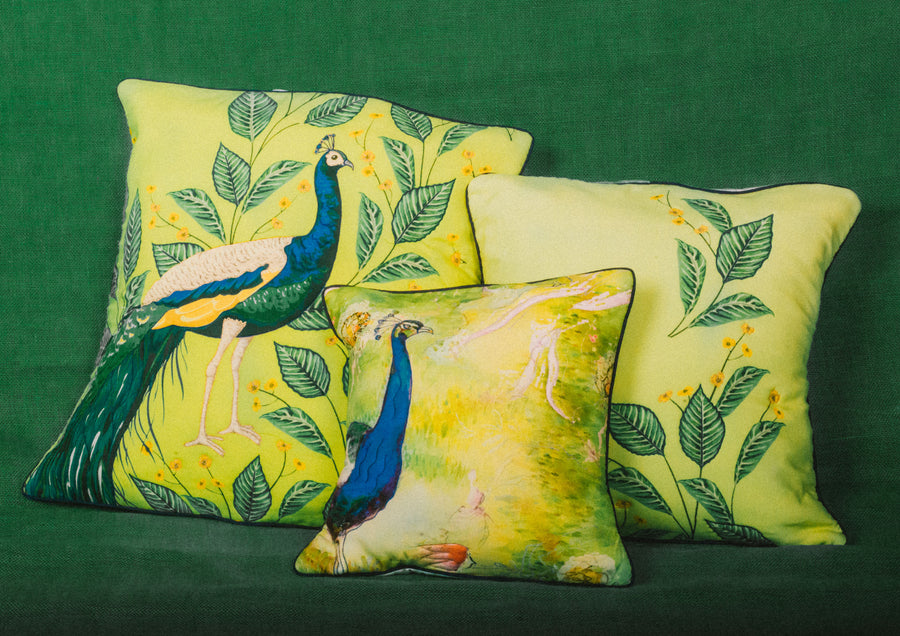 Peacock In a Jungle Cushion Cover