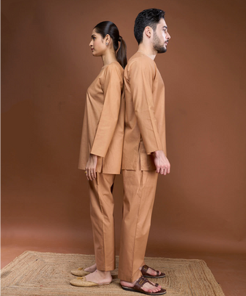 Vetiver-Infused Sleepwear Kurta-Pyjama Set (Khus)