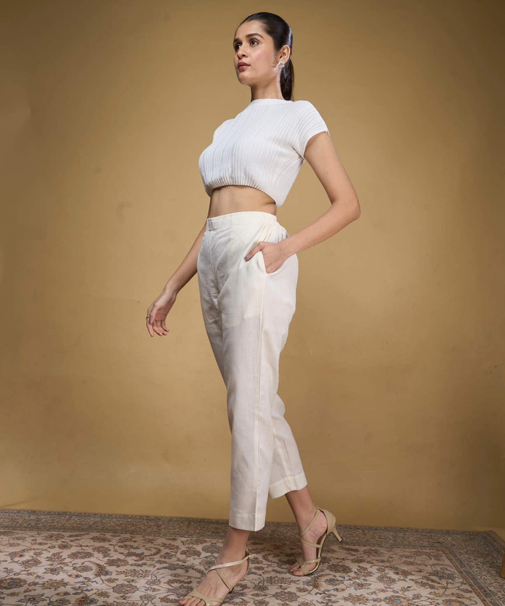 Off-white chanderi cut-work kurta and dupatta with off-white trousers – The  Indian Couture