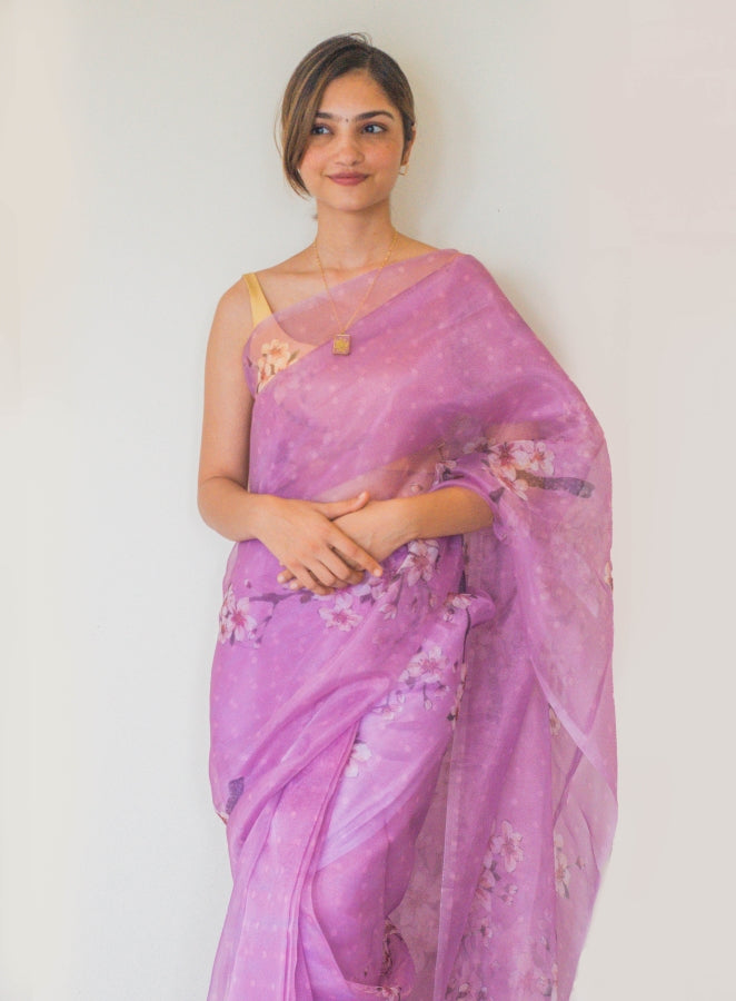 Orchid Whispers Organza Saree