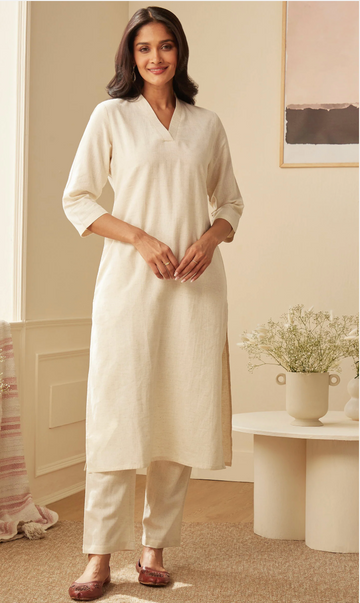 Women's Linen Kurta and Pant Set