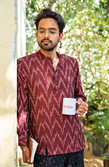 Ikkat Short Kurta With Bottom Slits