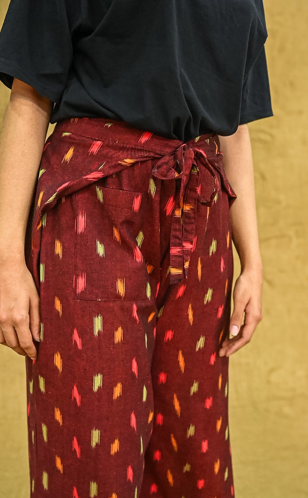 Ikkat Stitched Wrap Pants