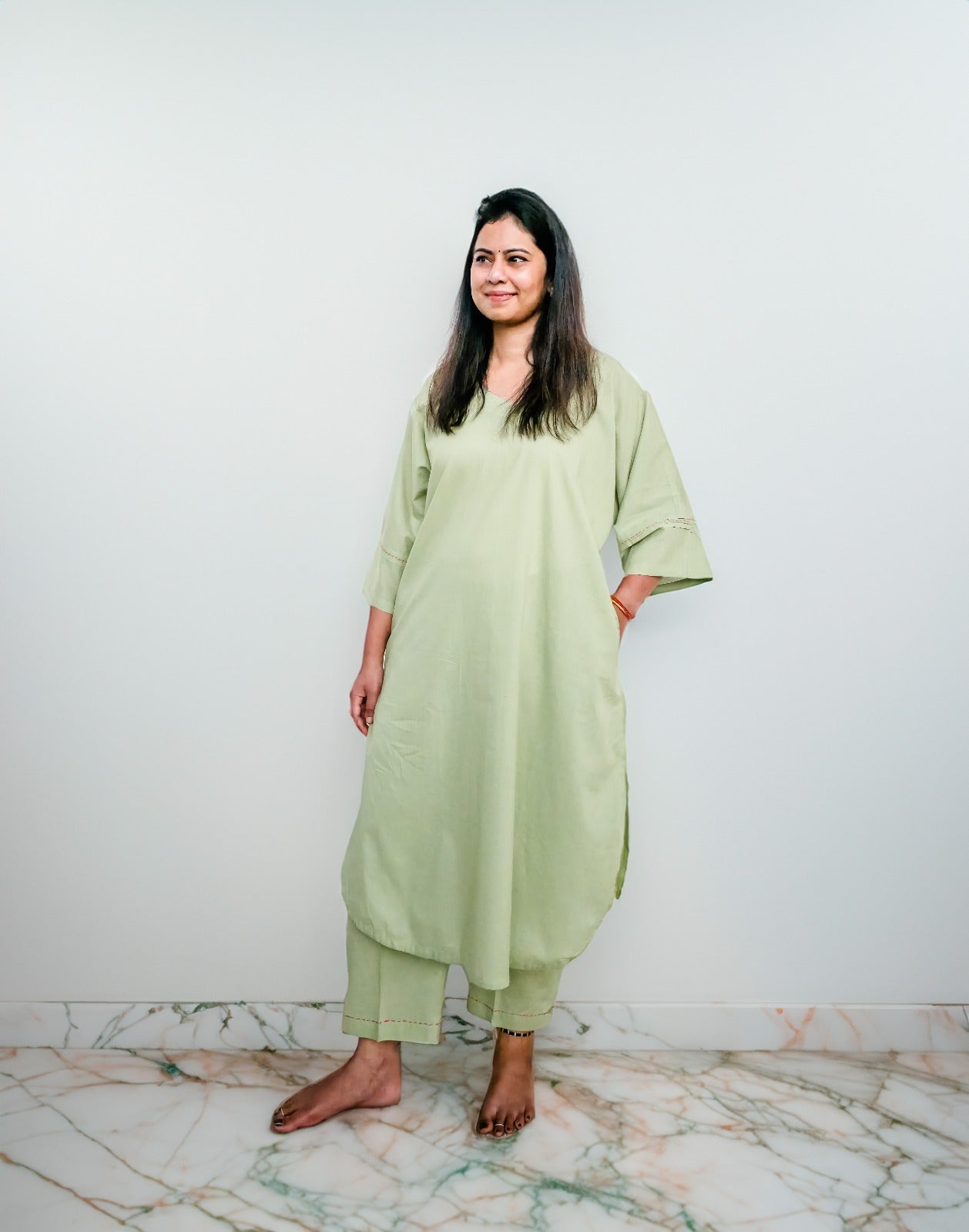 Green Cotton Anti-fit Coord Set