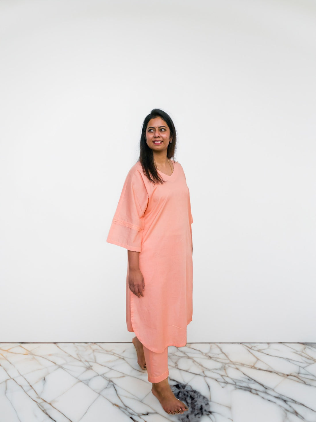 Peach Cotton Anti-fit Coord Set