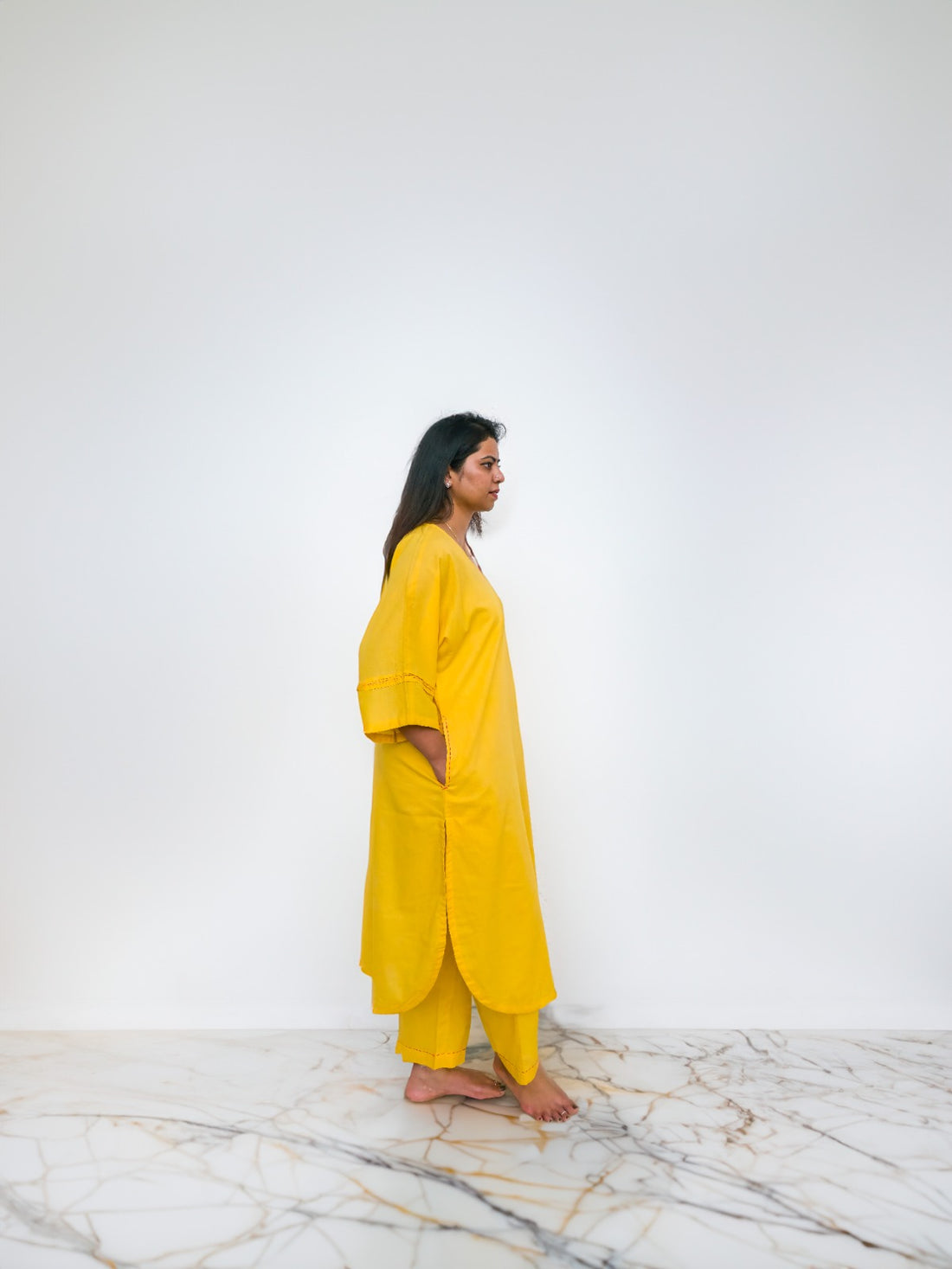 Yellow Cotton Anti-fit Coord Set