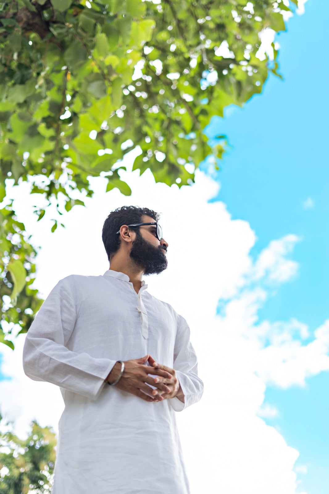 Men's Pure Linen Loop Button Style Short Kurta
