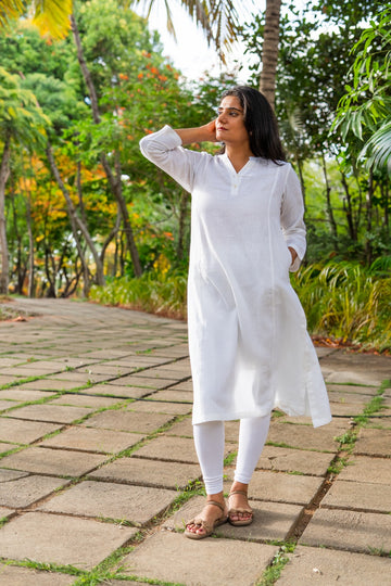 Pure Linen Paneled Long Kurti