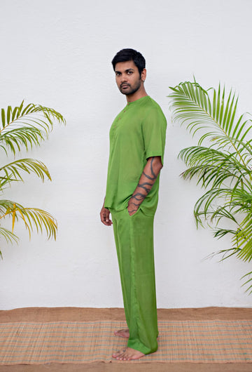 Men's Vishraam Green Kurta Pajama Set