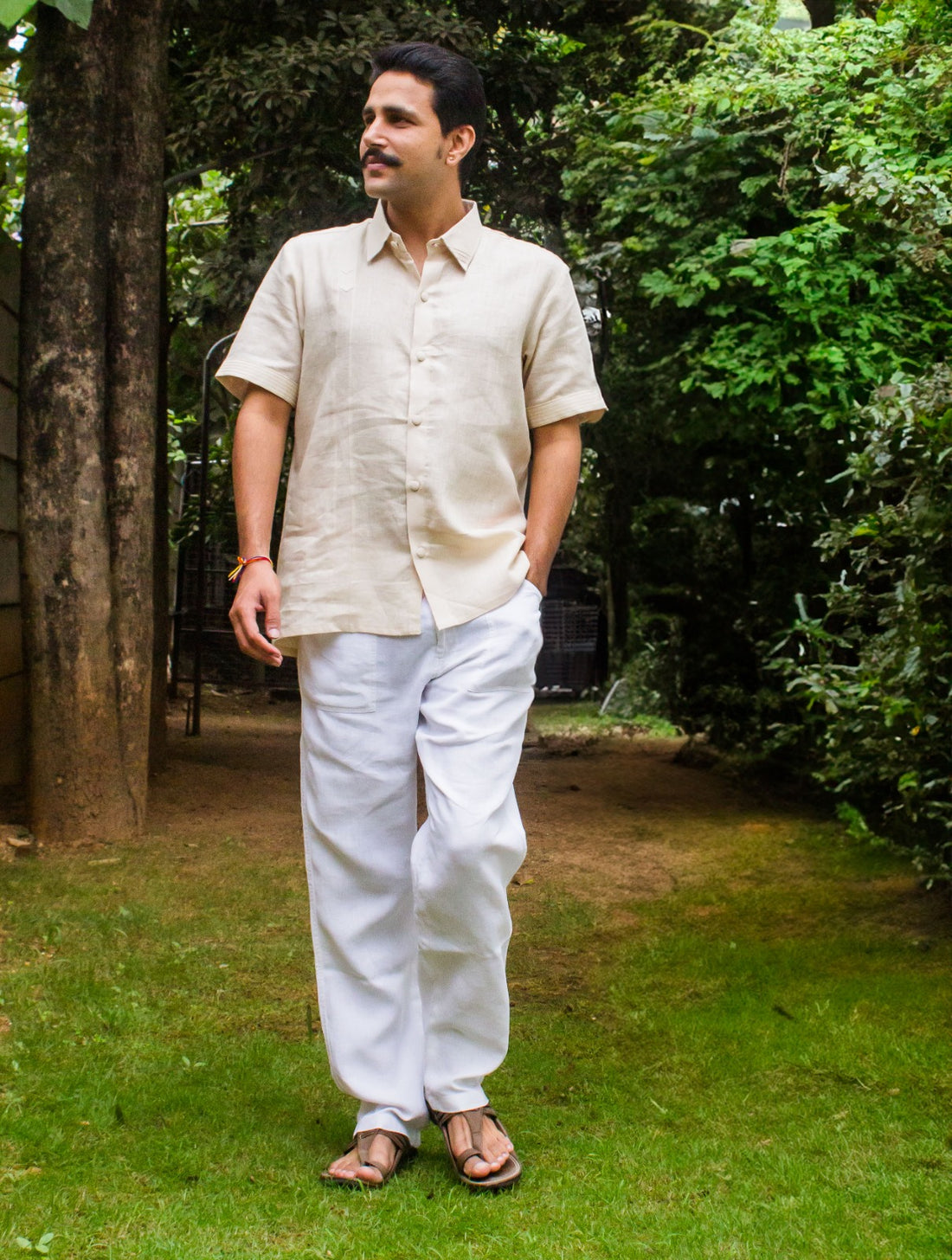 Linen Collar Detail Shirt Off-White