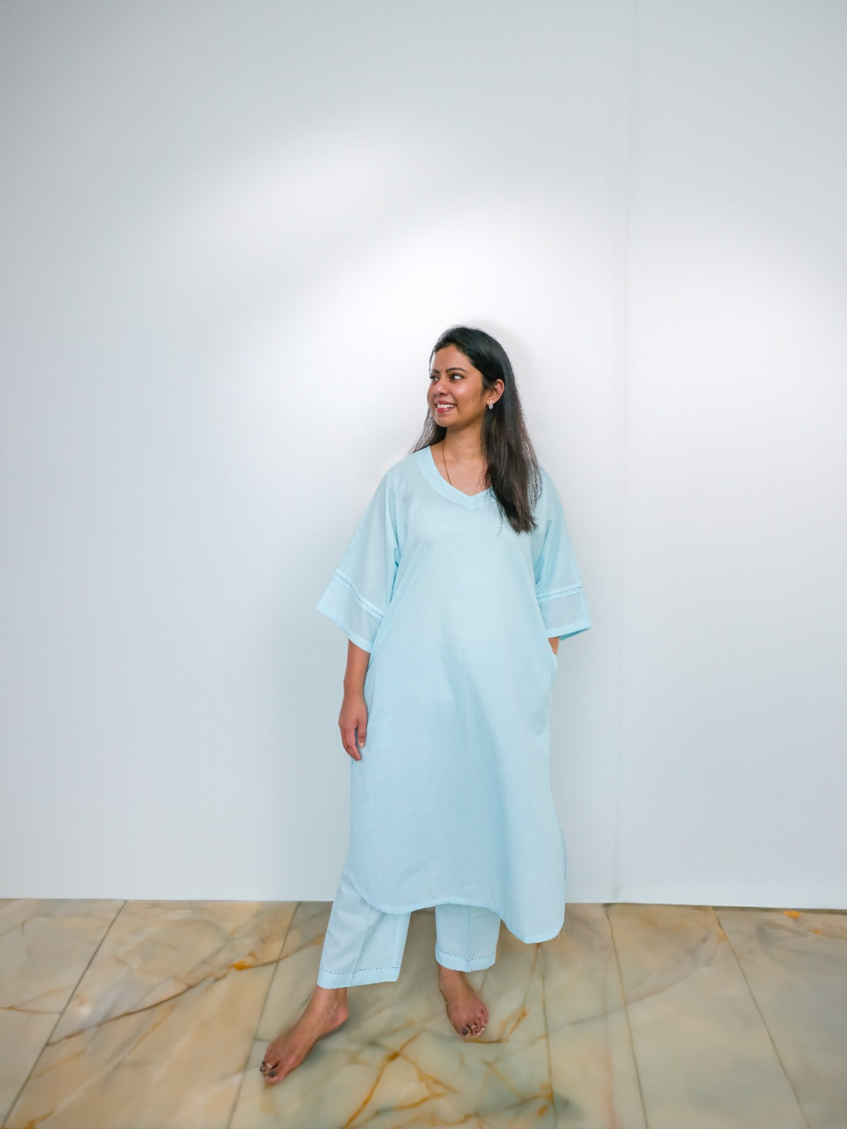 Blue Cotton Anti-fit Coord Set