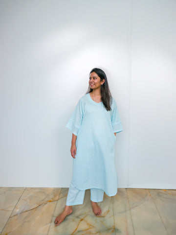 Blue Cotton Anti-fit Coord Set