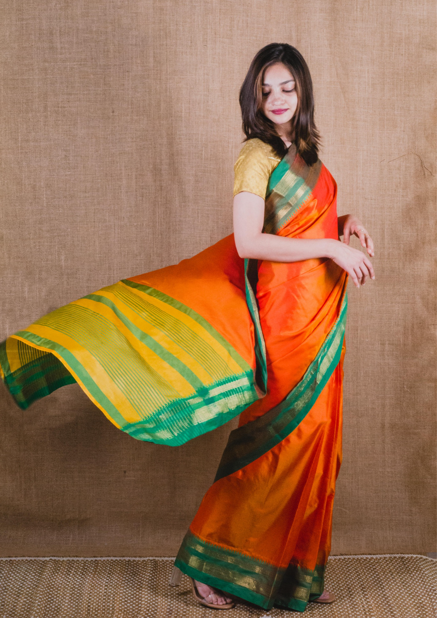 Orange with Green and Yellow Border